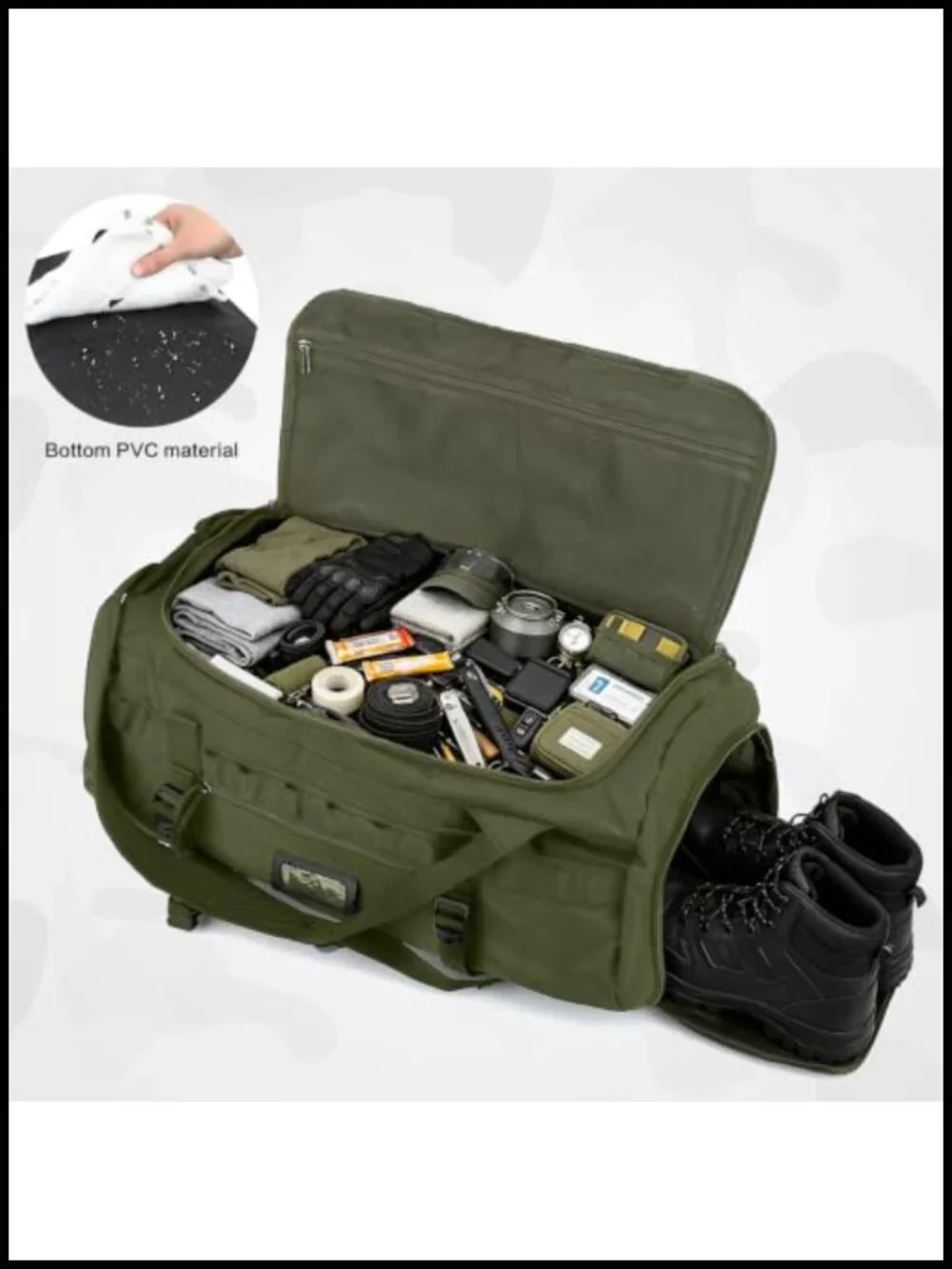 60L Tactical Duffle Bag Backpack for Travel Gym Sports with Shoe Compartment